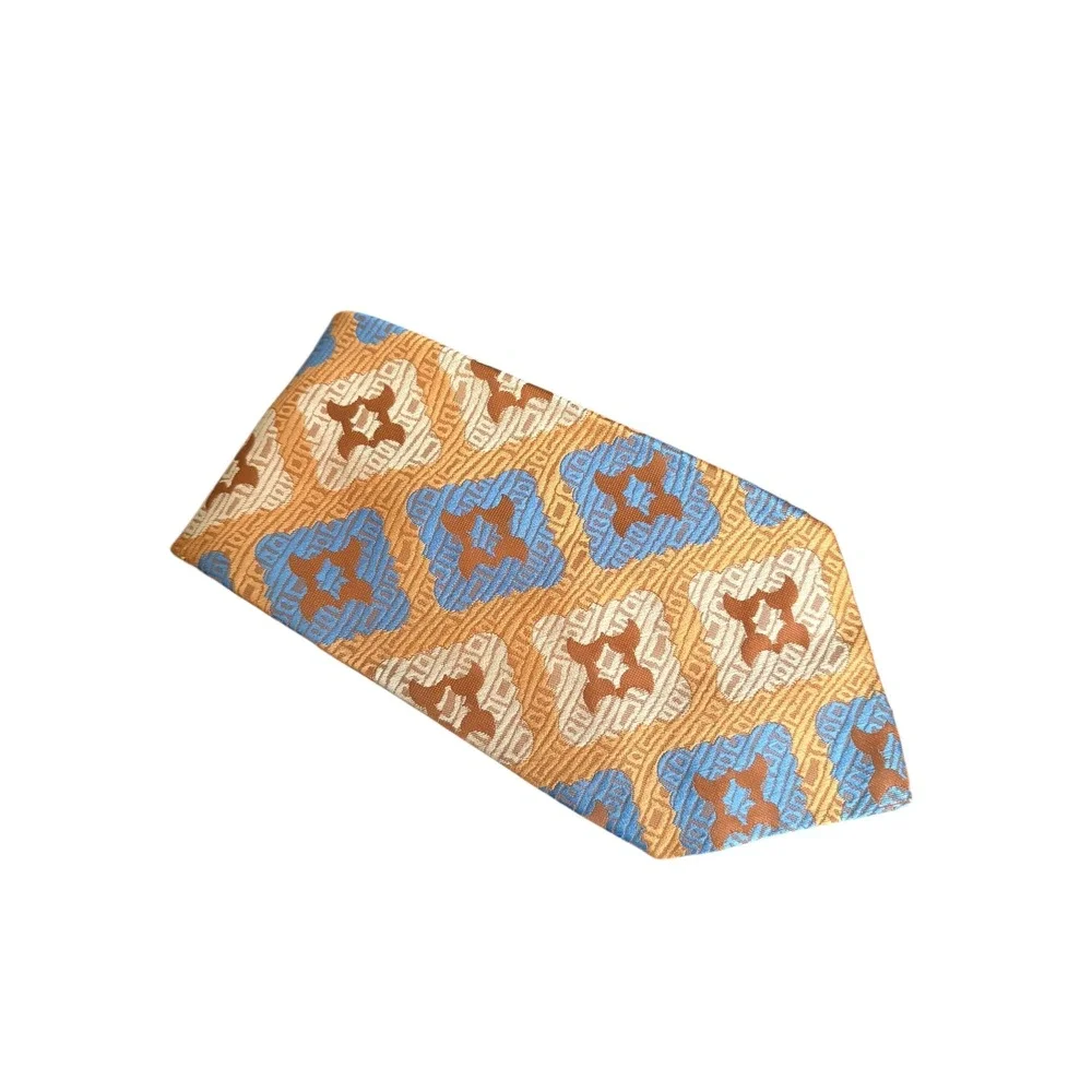 Vioni's Canton Vintage Necktie Brown Blue‎ Geometric Men's Tie 57
